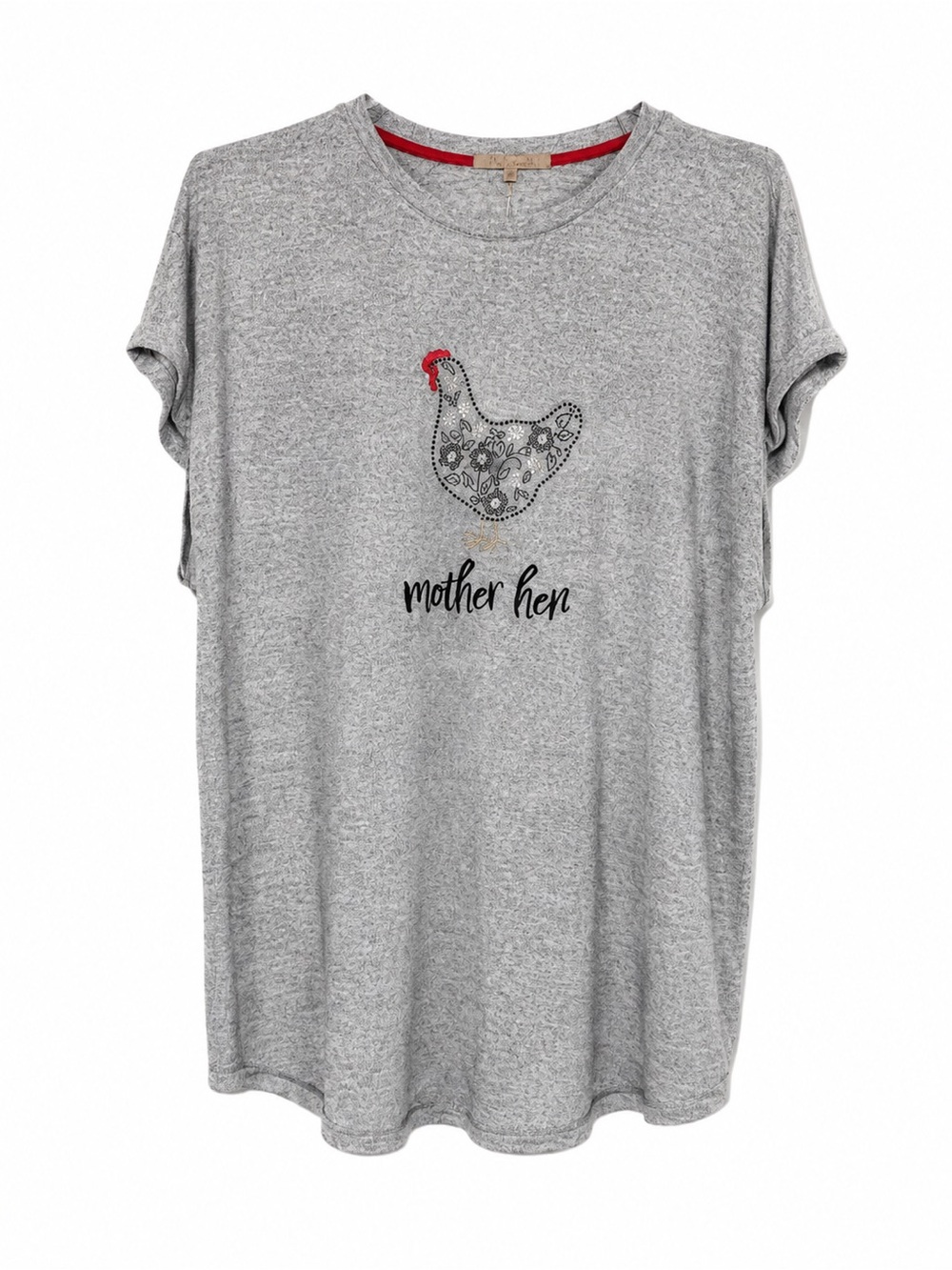 My Danielle Mother Hen Chicken Graphic Tunic Top XXL NWT Gray